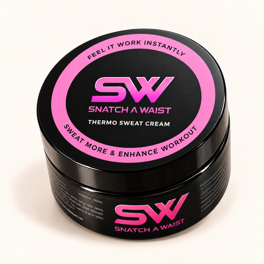 Snatch A Waist thermal sweat gel with pink bordered lid