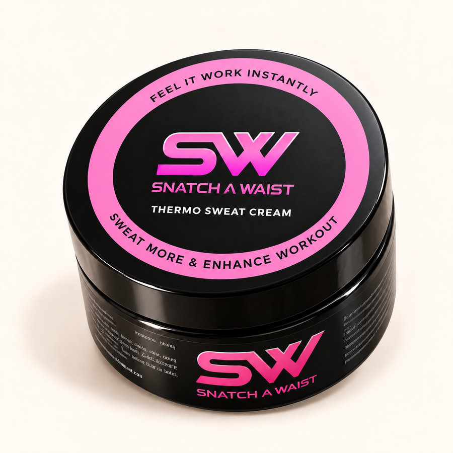 Snatch A Waist thermal sweat gel with pink bordered lid